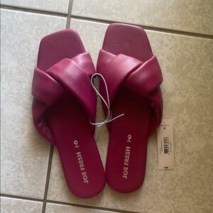 COPY NWT Joe Fresh Pink Slide Sandals with Crisscross Straps SIZE 9